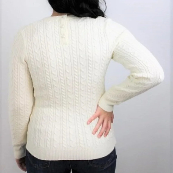 Cable Knit Crew Neck Sweater - Cream - Picture 7 of 7